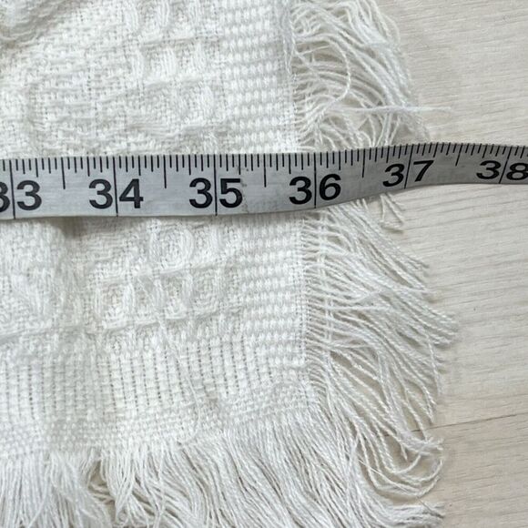 Vintage Baby Kisses Acrylic Blanket White Blue Ribbon Waffle Weave Fringe - Picture 4 of 9